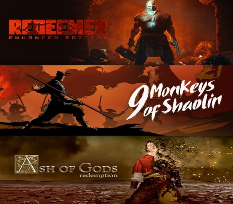 9 Monkeys of Shaolin + Ash of Gods + Redeemer: Bundle cover art